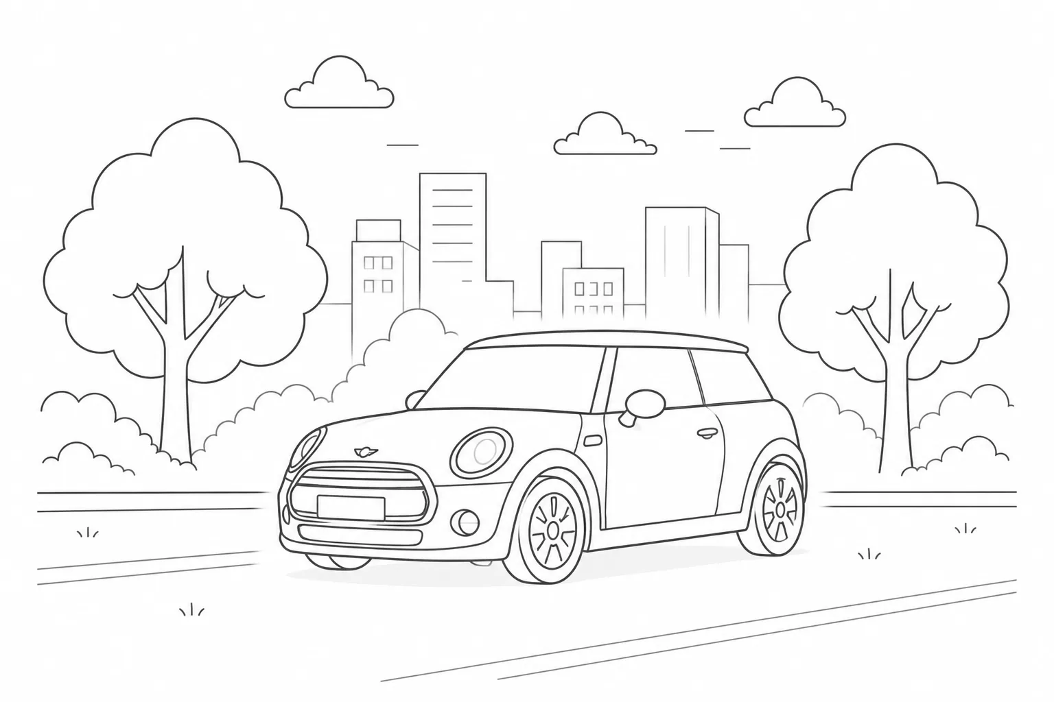 Ilustracija avtomobila na mestni cesti